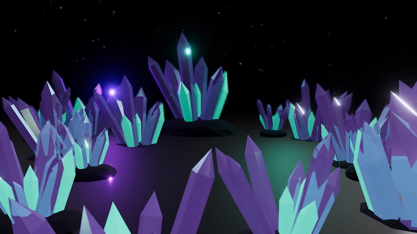 A field of glowing crystal